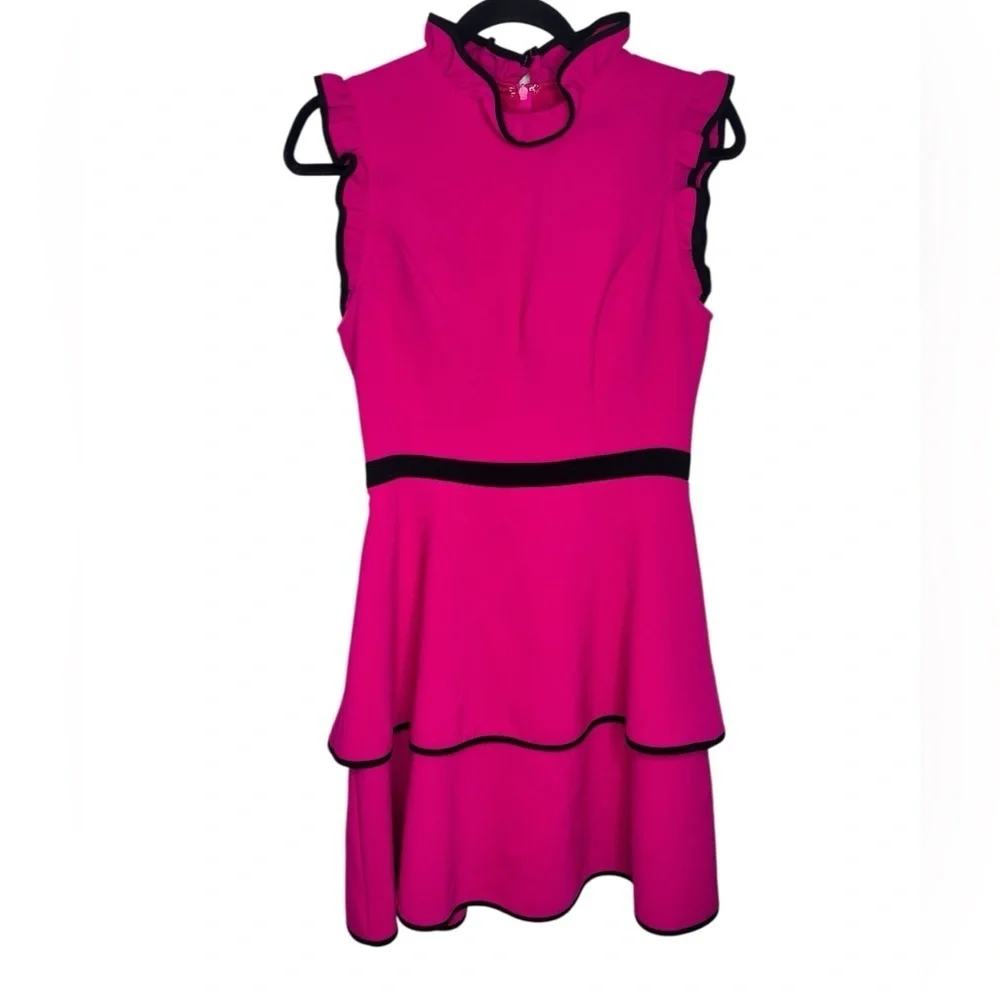 hot pink fit and flare dress Hot Pink One-Sleeve Faviana Homecoming Dress -PromGirl